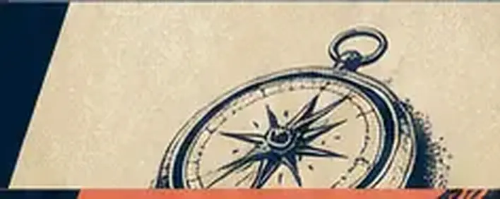 An engraved compass on warm parchment