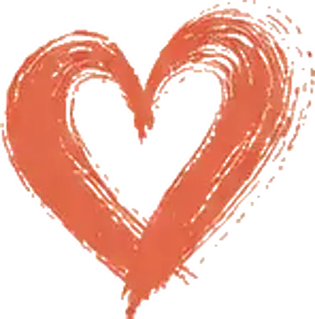 A coral heart painted with expressive brush strokes
